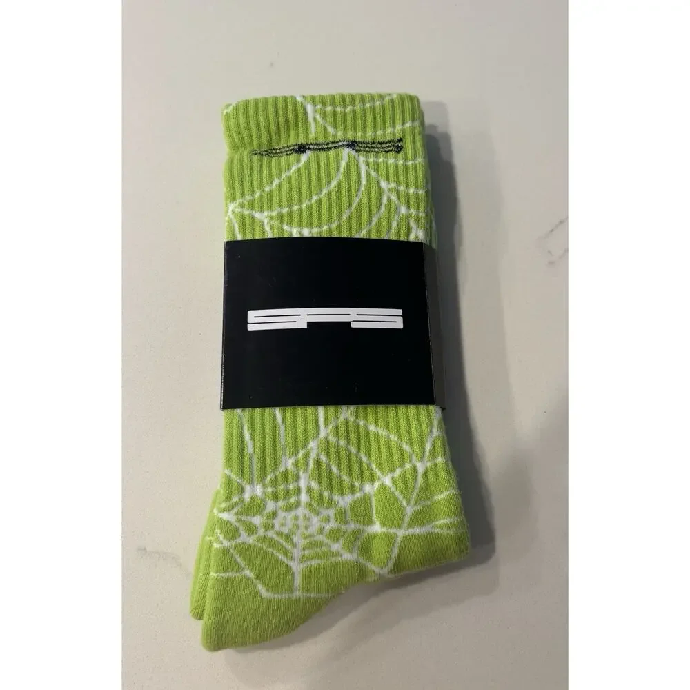 New Sp5der Spider Web Sock Lime Green Size 6-9 Adult
